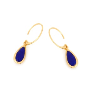 Oorbellen met natuurlijk blauwe lapis lazuli, in 925 goudkleurige zilver