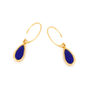 Orecchini con lapislazzuli blu naturali, in argento dorato 925