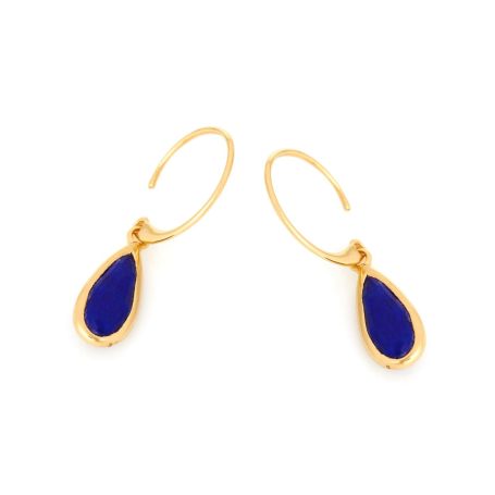 Earrings with natural blue lapis lazuli, in 925 gold plated silver