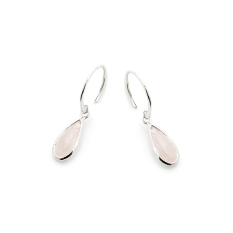 Boucles d'oreilles avec quartz rose naturel, en argent rhodié 925