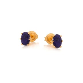 Oorbellen met natuurlijk blauwe lapis lazuli, in 925 goudkleurige zilver