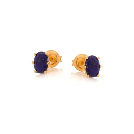 Cercei cu lapislazuli albastru natural, din argint aurit 925