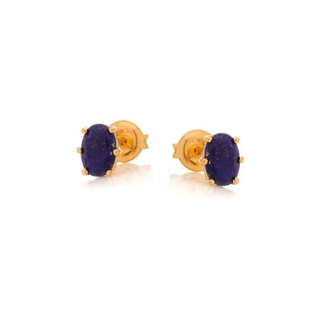 Earrings with natural blue lapis lazuli, in 925 gold plated silver
