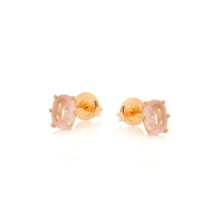 Earrings with natural rose quartz, in 925 gold plated silver
