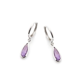 Boucles d'oreilles avec améthyste violette naturelle, en argent rhodié 925