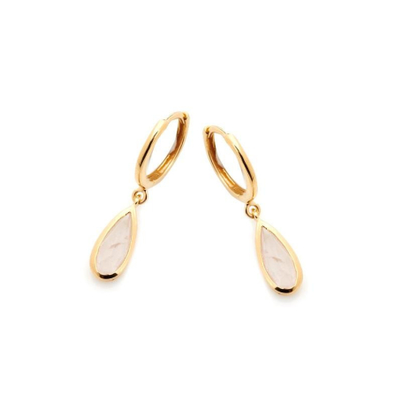 Pendientes con cuarzo rosa natural, en plata dorado 925