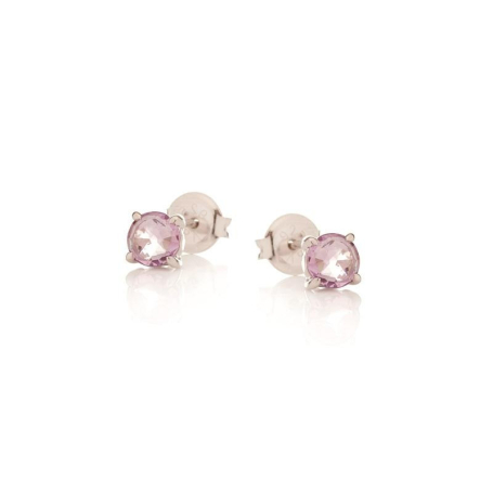Earrings with natural purple amethyst, in rhodium silver 925