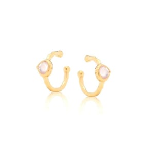 925 altın gümüşte doğal pembe kuvarsla piercing