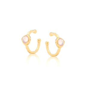 Piercing avec quartz rose naturel, en argent doré 925