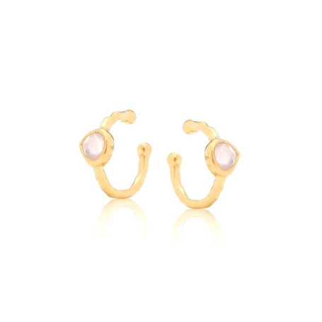 Piercing avec quartz rose naturel, en argent doré 925