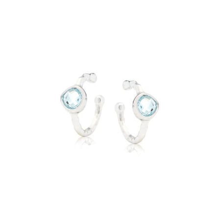 Piercing met natuurlijke blauwe topaas, in gerhodineerd zilver 925