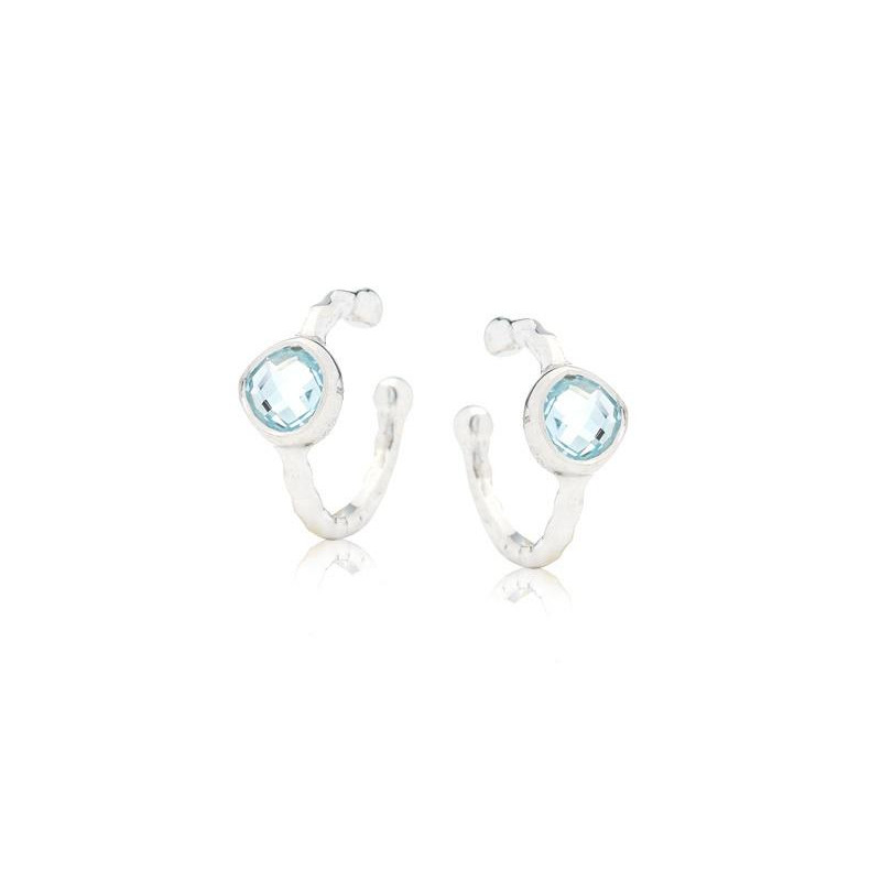 Piercing avec topaze bleue naturelle, en argent rhodié 925