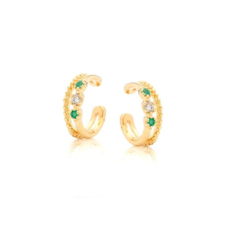 Piercing con labradorite e onice verde, in argento 925 dorato
