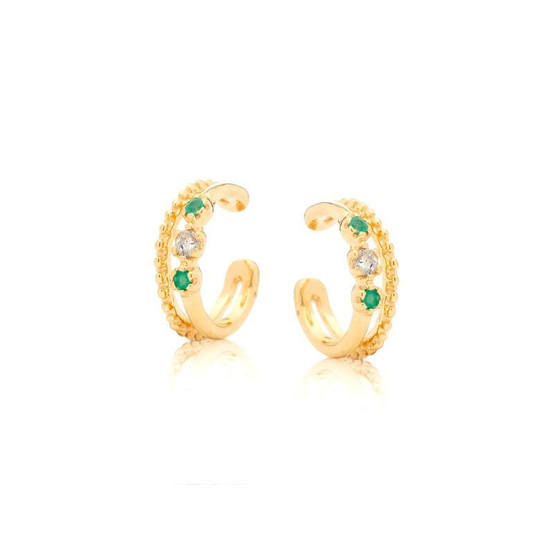 925 altın gümüşte labradorit ve yeşil oniks ile piercing