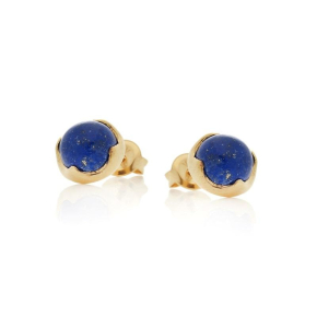 Pendientes con lapislázuli azul natural, en plata dorado 925