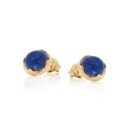 Brincos com lápis-lazúli azul natural, em prata dourado 925