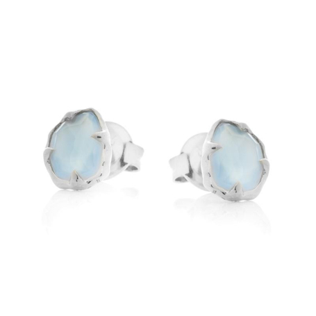 Boucles d'oreilles avec amazonite bleue naturelle, en argent rhodié 925