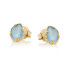 Brincos com calcedónia azul natural, em prata dourado 925