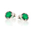 Clous d'oreilles rond avec onyx vert naturel, en argent rhodié 925