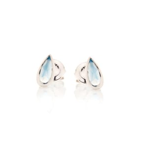 Oorknopjes met natuurlijke blauwe chalcedoon, in 925 gerhodineerd zilver