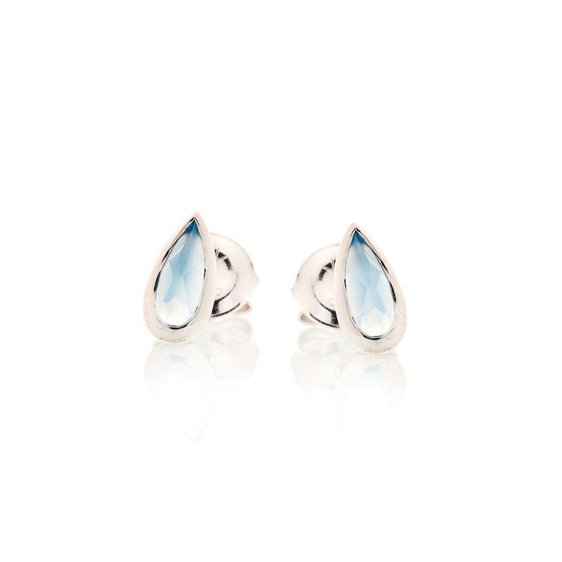 Natural blue chalcedony drop earrings in 925 rhodium silver