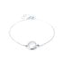 Pulsera con cuarzo rosa natural, en plata 925 rodiada, longitud 16+2 cm