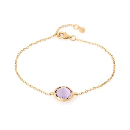 Armband mit natürlichem violettem Amethyst, aus 925er vergoldeter Silber, Länge 17+2 cm