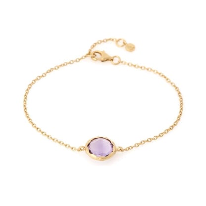 Armband mit natürlichem violettem Amethyst, aus 925er vergoldeter Silber, Länge 17+2 cm