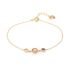 Bracelet avec multipierres multicolores, en argent doré 925, longueur 17+3 cm