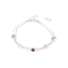 Armband met veelkleurige meerkleurige stenen, in 925 gerhodineerd zilver, lengte 15+3 cm