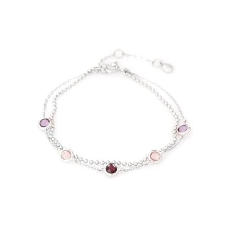 Armband met veelkleurige meerkleurige stenen, in 925 gerhodineerd zilver, lengte 15+3 cm