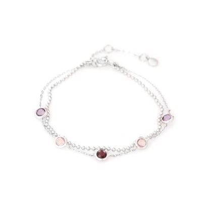 Bracelet avec multipierres multicolores, en argent rhodié 925, longueur 15+3 cm
