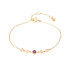 Bracelet avec grenat carré et quartz rose, en argent doré 925, longueur 15+3 cm