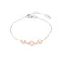 Pulsera con cuarzo rosa natural, en plata 925 rodiada, longitud 15,5+3 cm