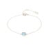 Bracciale con calcedonio azzurro quadrato, in argento 925 rodiato, lunghezza 15,5+3 cm