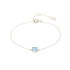 Pulsera con calcedonia azul cuadrada, en plata 925 rodiada, longitud 15,5+3 cm