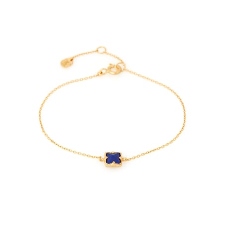 Bratara cu lapislazuli patrat albastru, din argint aurit 925, lungime 15+3 cm