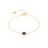 Pulseira com lápis-lazúli quadrado azul, em prata dourado 925, comprimento 15+3 cm