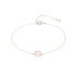 Bracelet avec quartz rose carré, en argent rhodié 925, longueur 15,5+3 cm