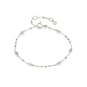 Pulsera con iolita azul natural, en plata 925 rodiada, longitud 15,5+3 cm