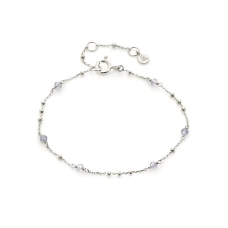 Bratara cu iolit albastru natural, din argint 925 rodiu, lungime 15,5+3 cm