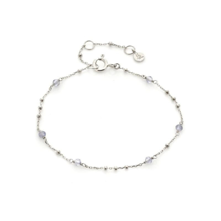 Pulsera con iolita azul natural, en plata 925 rodiada, longitud 15,5+3 cm