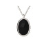 Necklace with natural oval black onyx, in 925 rhodium silver, length 42+3cm