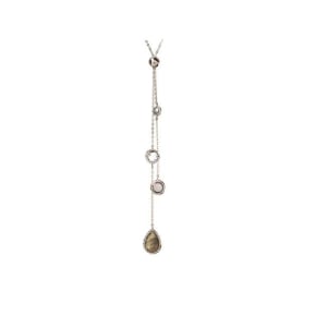 Halsketting met veelkleurige meerkleurige stenen, in 925 gerhodineerd zilver, lengte 80 cm