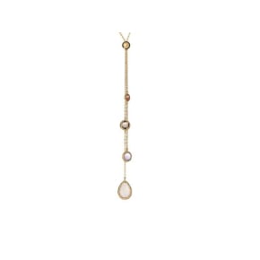 Collier avec multipierres multicolores, en argent doré 925, longueur 80 cm
