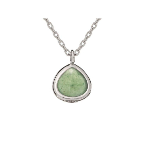 Collier coeur avec aventurine verte, en argent rhodié 925, longueur 42 + 3 cm