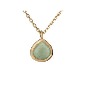 Collier coeur avec aventurine verte, en argent doré 925, longueur 42 + 3 cm