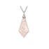 Colar com gota de quartzo rosa, em prata 925 banhada a ródio, comprimento 45 + 3 cm