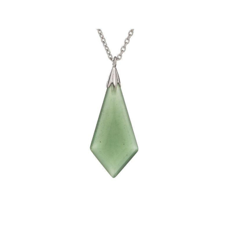 Collier avec aventurine verte goutte, en argent rhodié 925, longueur 45 + 3 cm