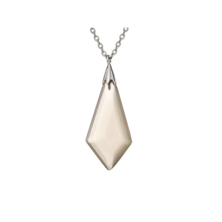 Necklace with white moonstone drop, in rhodium-plated silver 925, 45 + 3 cm